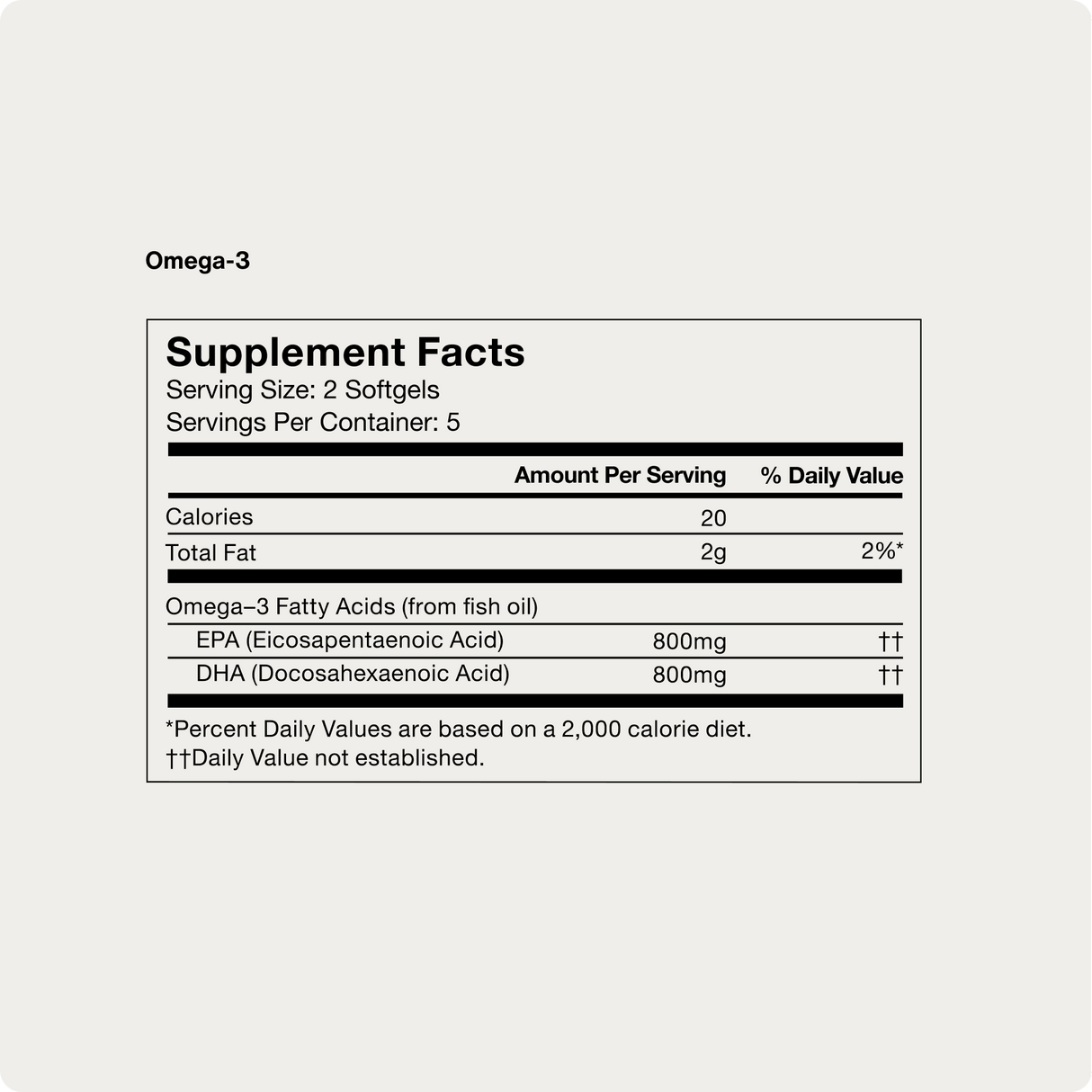 The Momentous Omega-3 Travel Packs Supplement Facts label lists serving size, calories, total fat, and 800mg each of EPA and DHA per serving—formulated for cardiovascular health. Daily values for EPA/DHA are not established.