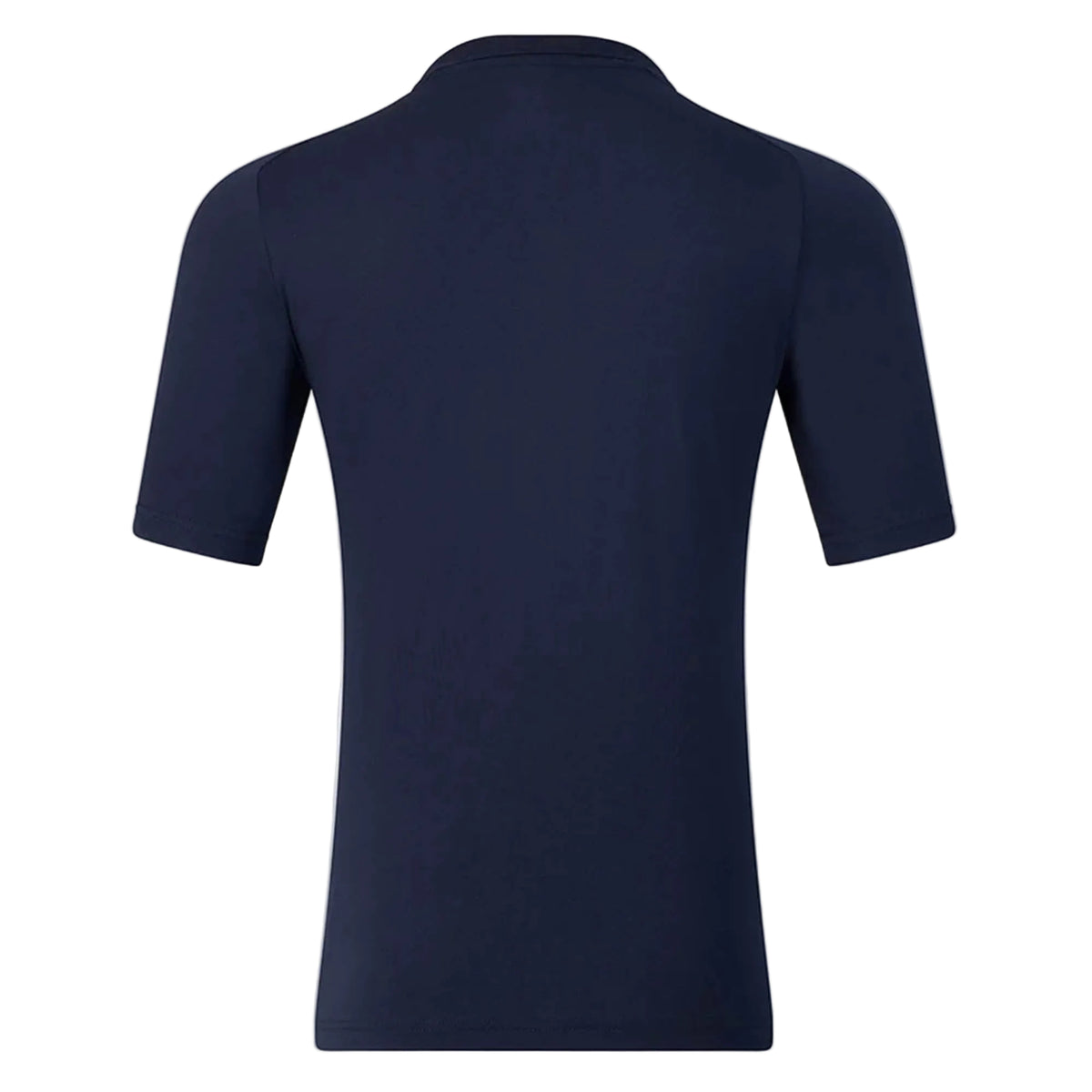 Navy blue short-sleeve t-shirt shown from the back against a white background, echoing the modern style of the Harlequins 26/27 Off Pitch Polo by Castore.