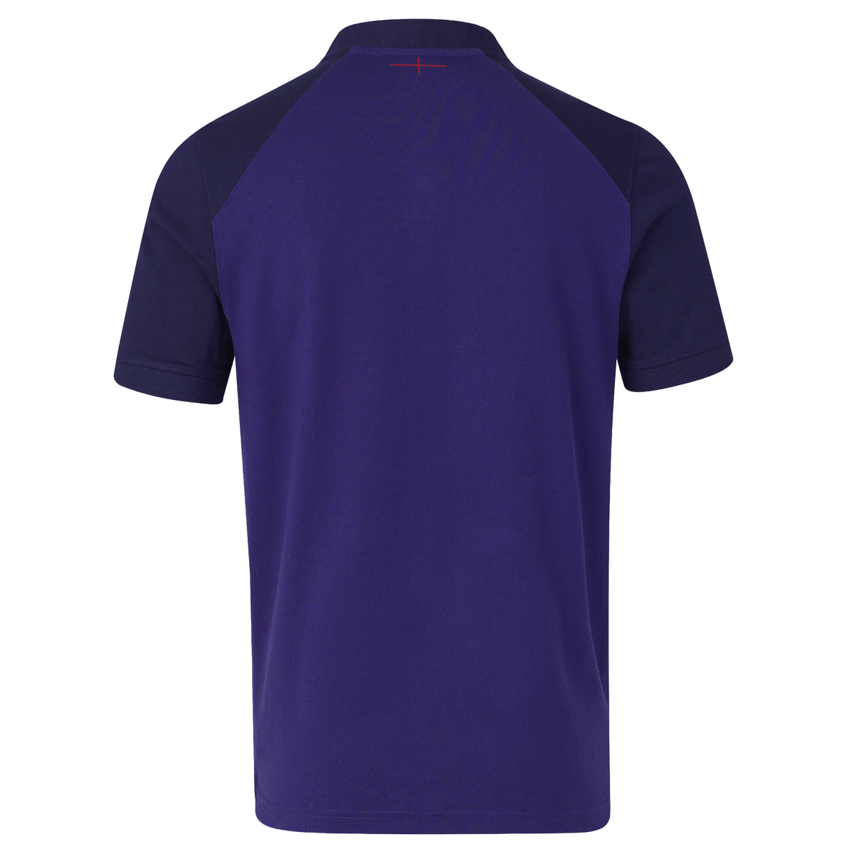 Back view of the Castore England 26/27 Classic Alternate Jersey, a short-sleeve polo in two shades of purple with darker sleeves and collar, styled like a rugby jersey, shown on a plain white background.