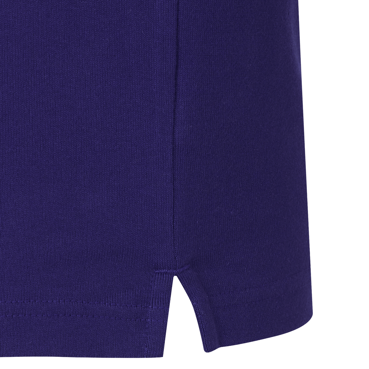 Close-up of the hem on the England 26/27 Classic Alternate Jersey by Castore, highlighting a side slit and visible stitching inspired by classic rugby designs.