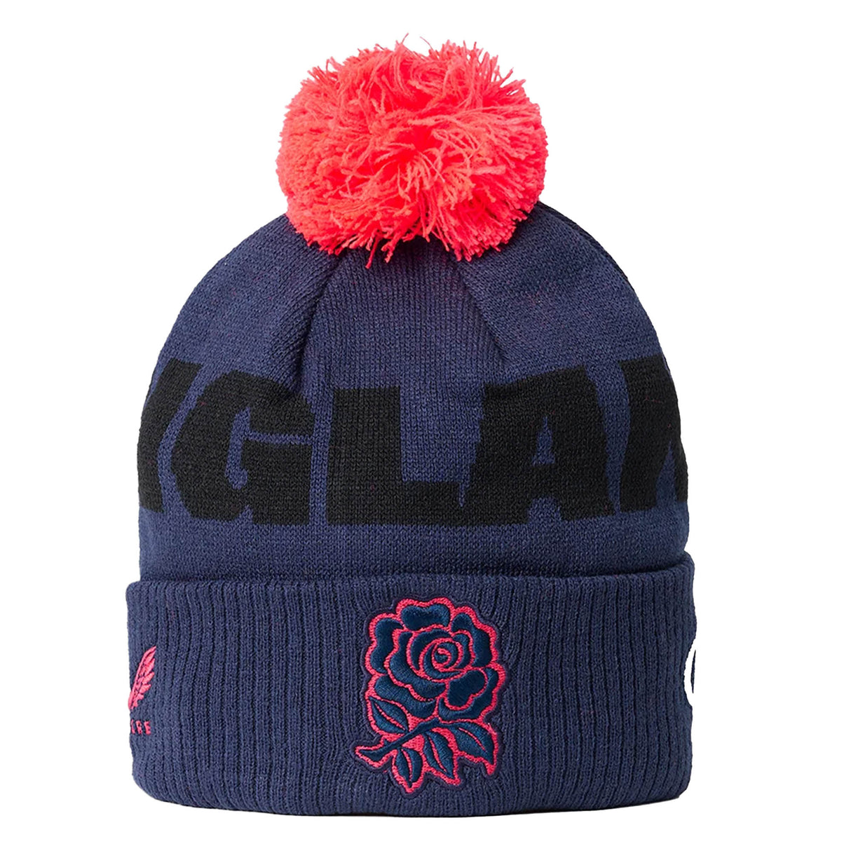 Stay warm and show your support with the England 26/27 Bobble Beanie by Castore. Featuring a navy blue knit, a vibrant red pom-pom, bold black “ENGLAND” lettering, and an embroidered red rose emblem on the front cuff, this Castore beanie is the ideal winter accessory for any England rugby fan.