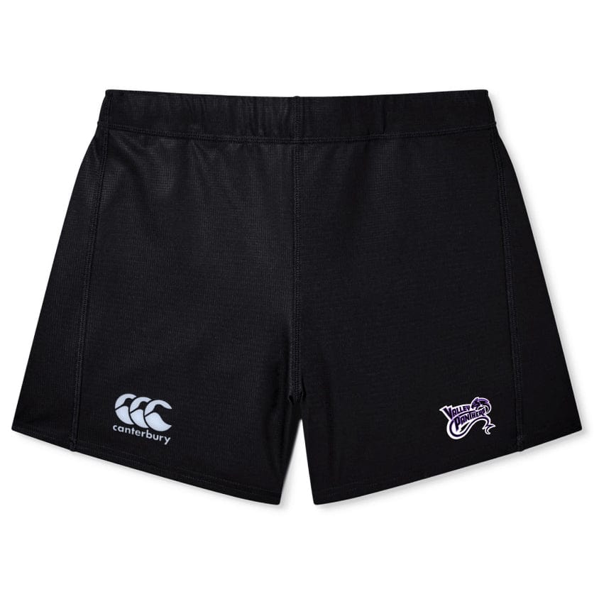 The Valley Panthers Rugby Women's Yokohama Short by EMB Canterbury is crafted with Vapodri fabric to keep you cool and dry. These black shorts feature the embroidered Canterbury logo on the left leg and another logo on the right.