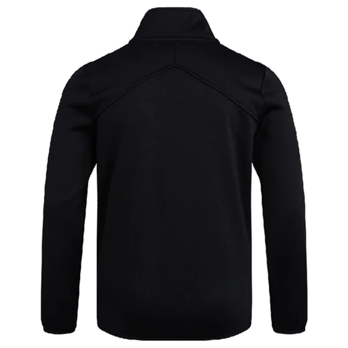 Back view of the EMB Canterbury Canada Club Shield 1/4 Zip Training Top in plain black with a collar, made from bonded fleece, shown against a white background.