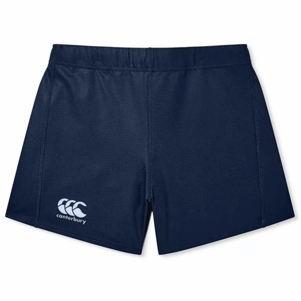 The Women's Canterbury Yokohama Shorts, in navy blue, are crafted from Vapodri fabric for maximum comfort and feature an elastic waistband along with the iconic Canterbury logo on the bottom left.