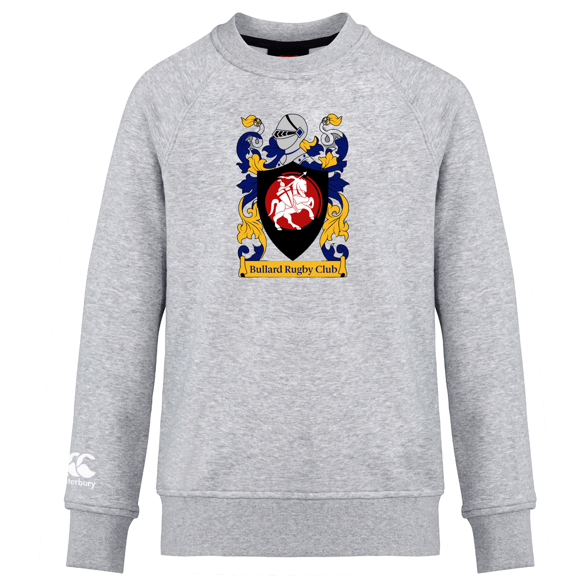 Discover comfort with the ultra-soft Bullard Rugby Club Crew Sweatshirt by WRS Canterbury, showcasing the club crest. Adorned with a helmet and lion design, it also features an embroidered CCC logo for enhanced style.