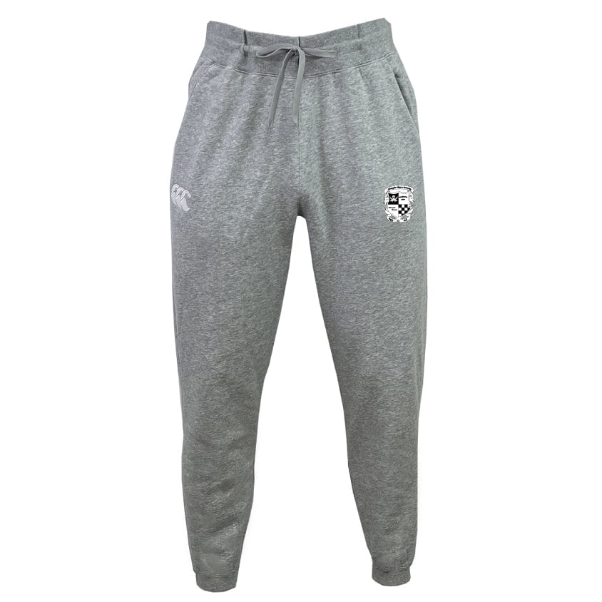 The Rugby Football Club at Christopher Newport University Leisure Sweatpant by Canterbury from EMB Canterbury is carefully made from a sustainable blend, highlighted by gray organic cotton. It features an elastic waistband, drawstring, and cuffed ankles. For added style, the sweatpants showcase a logo on the right leg and another on the left thigh.