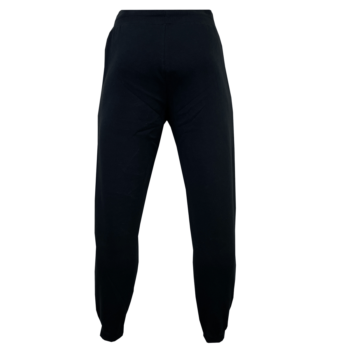 The Canterbury Leisure Sweatpant: A pair of black, full-length sweatpants crafted from a sustainable blend with a fitted waistband and elasticized cuffs at the ankles, shown against a white background.
