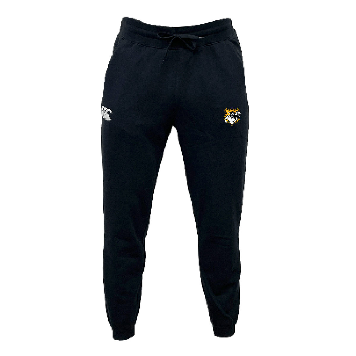 Seattle Vikings Rugby Leisure Sweatpants by EMB Canterbury, crafted from organic cotton, feature a small emblem on the left thigh and a logo on the right.