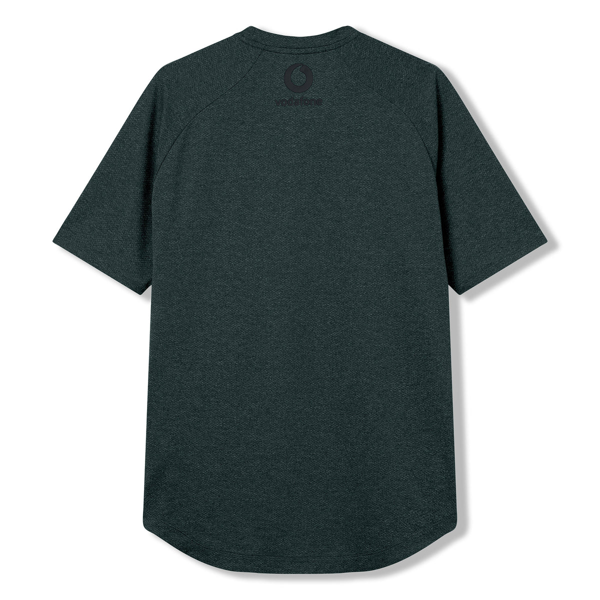 The Ireland 26 Elite Training Tee by Canterbury is shown from the back in a dark green color, highlighting a subtle Canterbury logo near the neckline against a plain white background. Inspired by the iconic Canterbury elite training shirt, this short-sleeve tee offers stylish design and high-performance comfort for everyday wear.