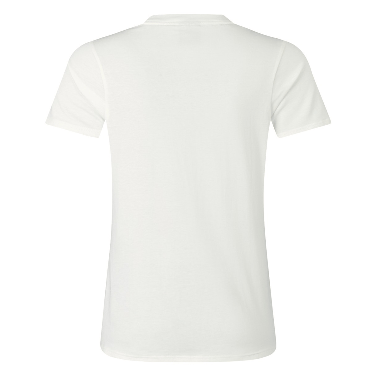 Back view of the Women's British & Irish Lions 25 Cotton Jersey Tee by Canterbury, a plain, short-sleeve white T-shirt made from organic cotton. Set against a clean white background, this tee embodies comfort and sustainability, perfect for a rugby supporter.