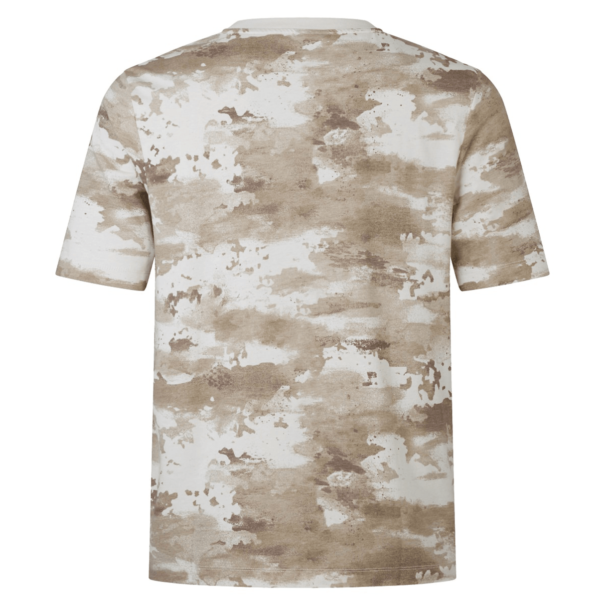 Back view of the British & Irish Lions 2025 Camo Tee by Canterbury, showcasing a beige and brown camouflage design in desert taupe with short sleeves.