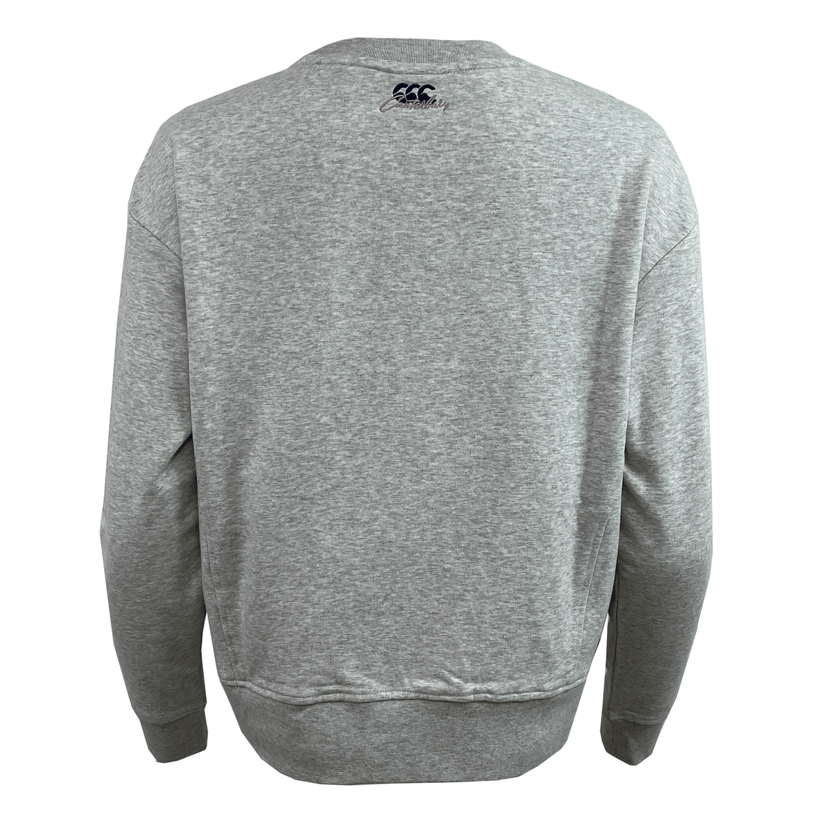 The Women's Canterbury Scene Set Crew Sweatshirt is designed with a relaxed fit, rib knit cuffs and hem. This gray sweatshirt features a subtle small embroidered logo near the back neckline, offering understated style.