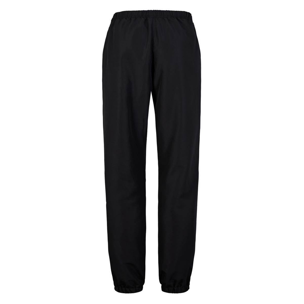 Canterbury Uglies Cuffed Stadium Pant: Sleek black athletic pants with an elastic waistband and cuffs, exuding rugby style vibes by Canterbury. Perfect for a game day look, displayed on a white background.