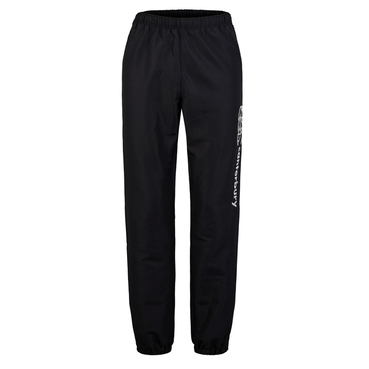 The Canterbury Uglies Cuffed Stadium Pant features an elastic waistband and cuffs, adorned with a white logo on the left leg, ideal for flaunting your rugby style.