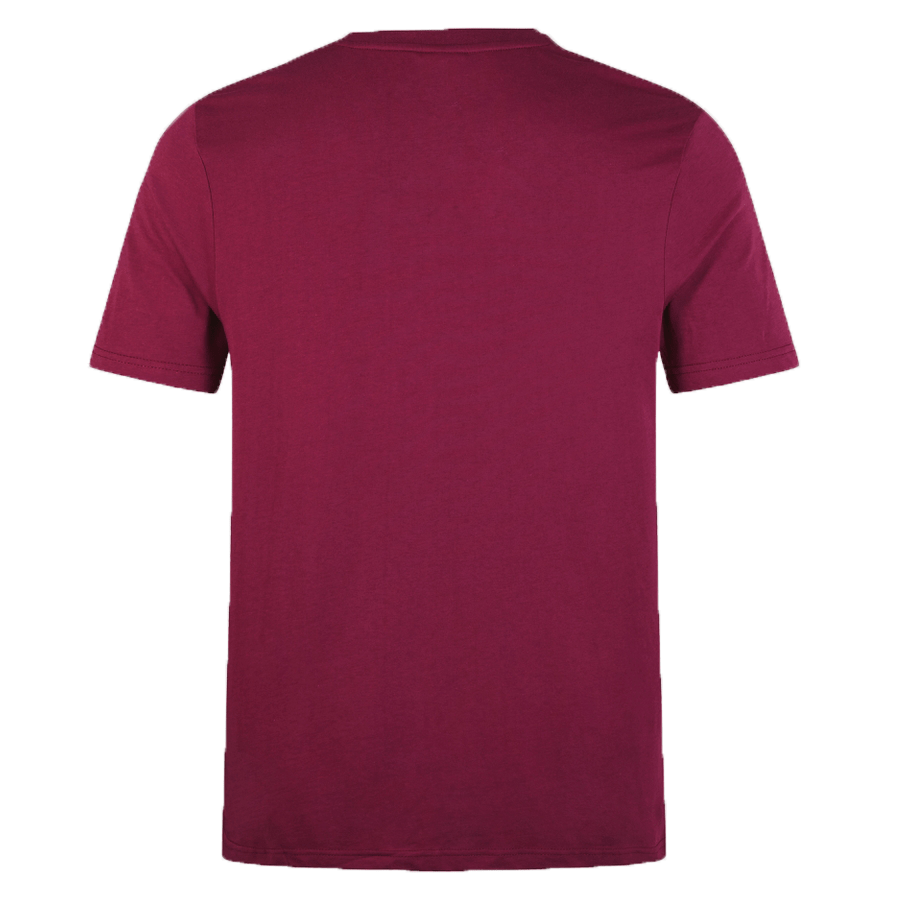 The Canterbury Fundamental T-Shirt is shown from the back, featuring a classic fit, short sleeves, and crew neck in plain maroon.