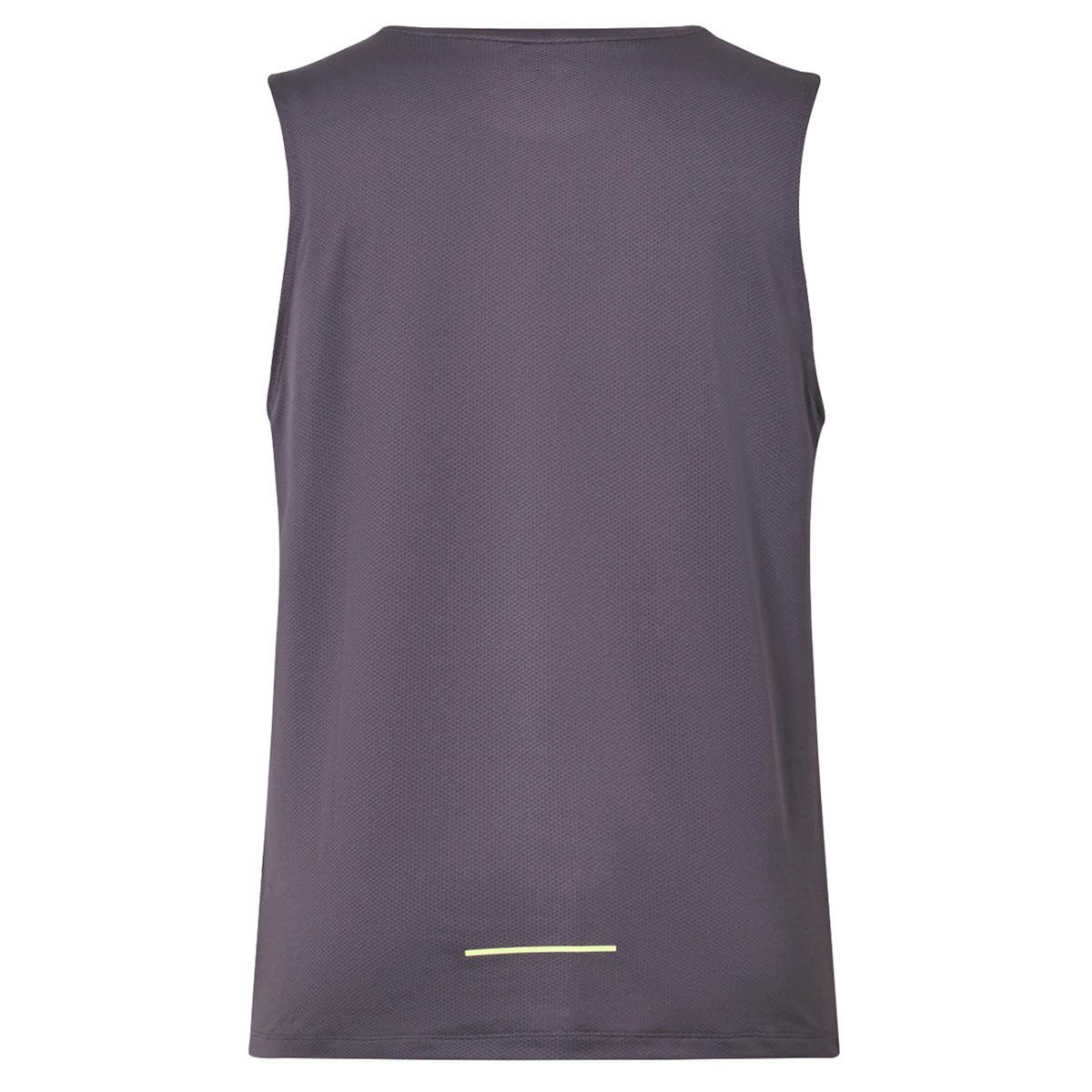 Back view of the Canterbury Tempo+ Training Tank in dark gray, showcasing an athletic fit and a small horizontal reflective strip near the bottom.