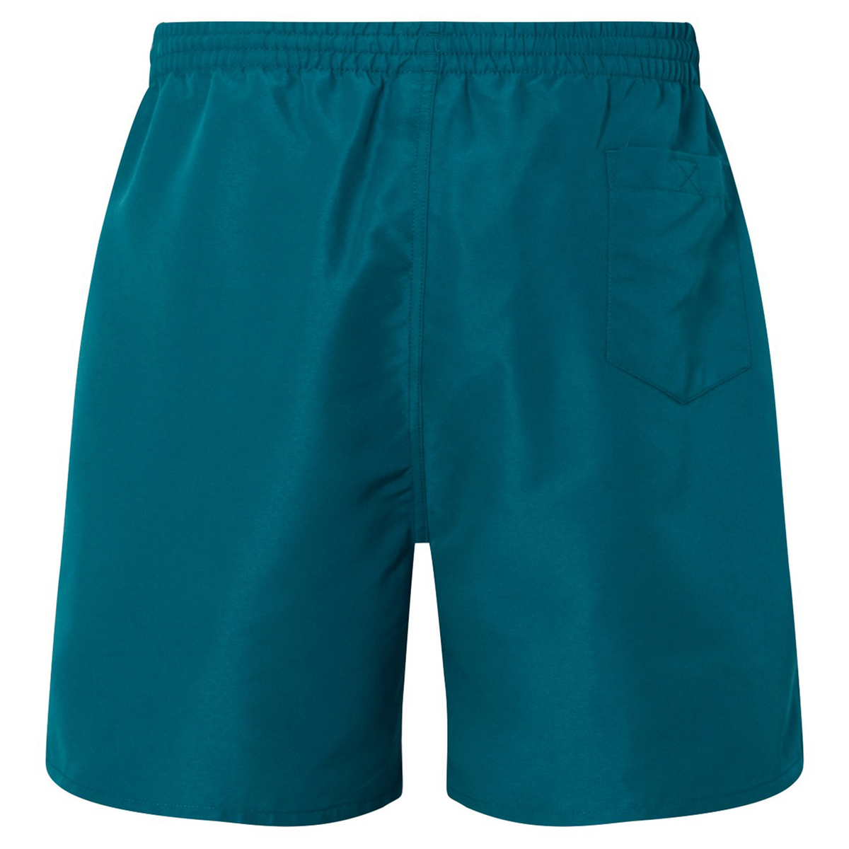 The Uglies Logo Tactic Shorts by Canterbury are teal men’s swim trunks, shown from the back, featuring an elastic waistband and a single right-side back pocket.