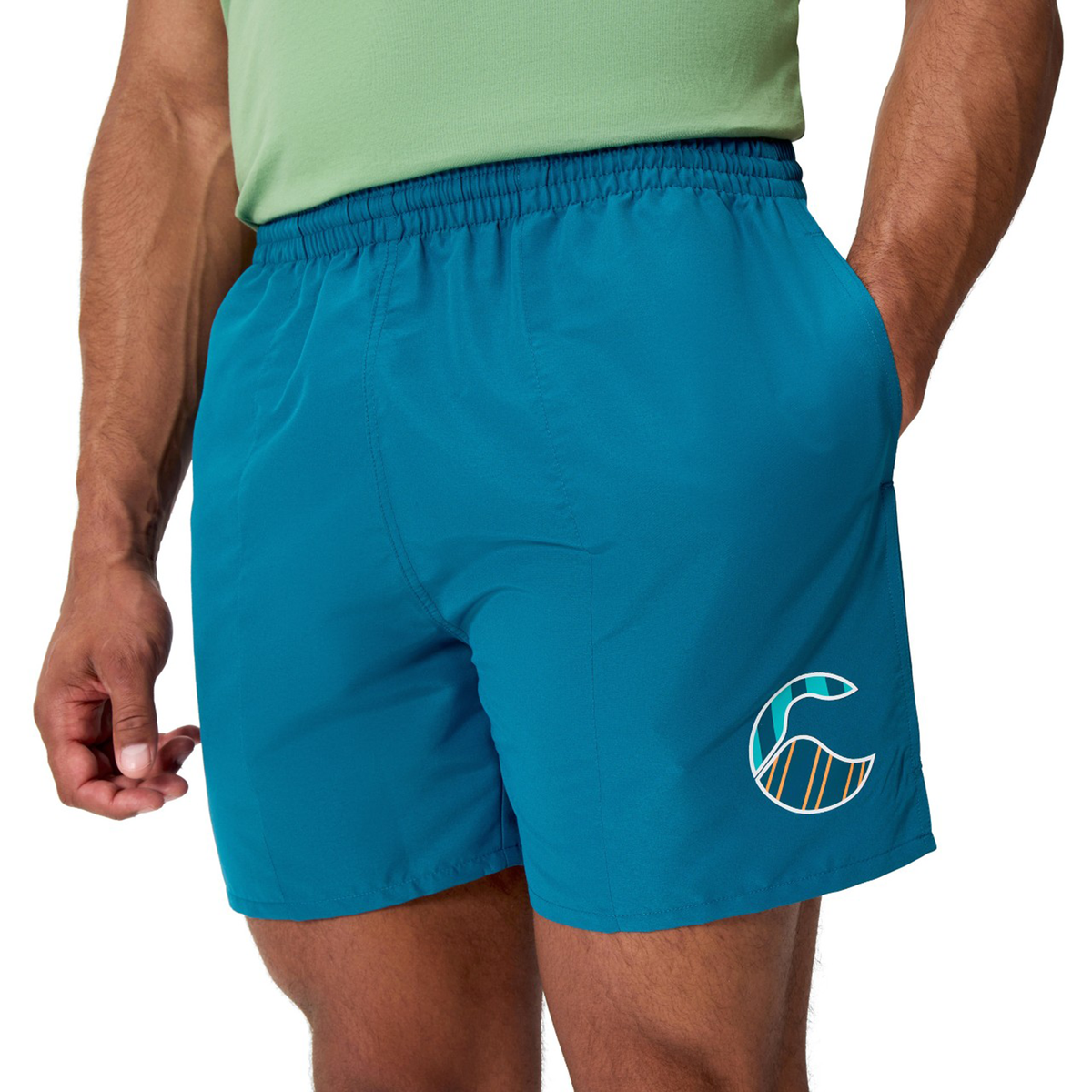 A man wearing Canterbury Uglies Logo Tactic Shorts.