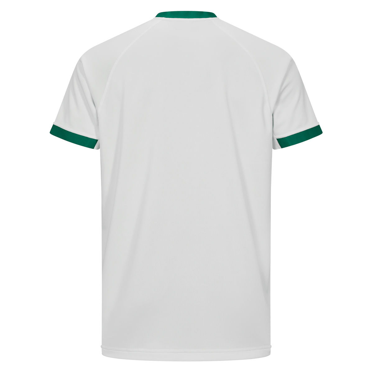 The Ireland 25/26 Alternate Pro Jersey by Canterbury features a plain white back, short sleeves, and green trim on the sleeve cuffs and collar in classic Canterbury Vapodri style.