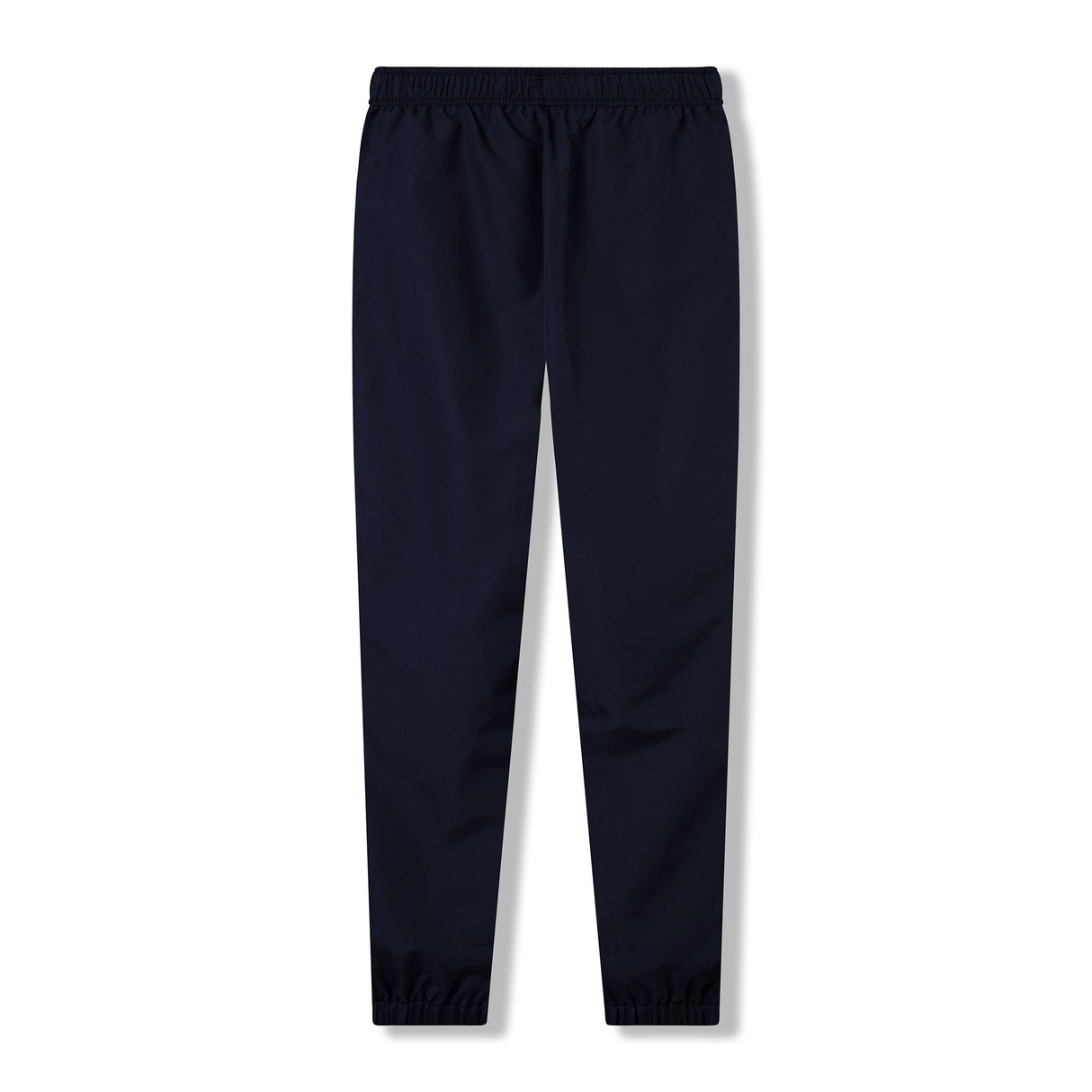 The Ireland 26 Legends 32″ Trackpant by Canterbury features a solid navy blue design with an elastic waistband and elastic cuffs, evoking the classic Canterbury track pants style, shown against a white background.