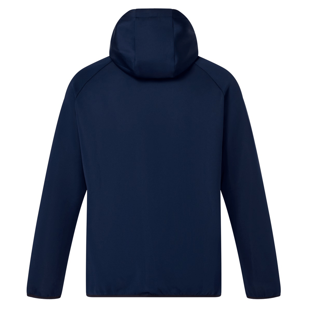 A Canterbury Everest Full Zip Hoodie in navy, shown from the back with long sleeves and a clean, minimal design—ideal as a performance training hoodie.