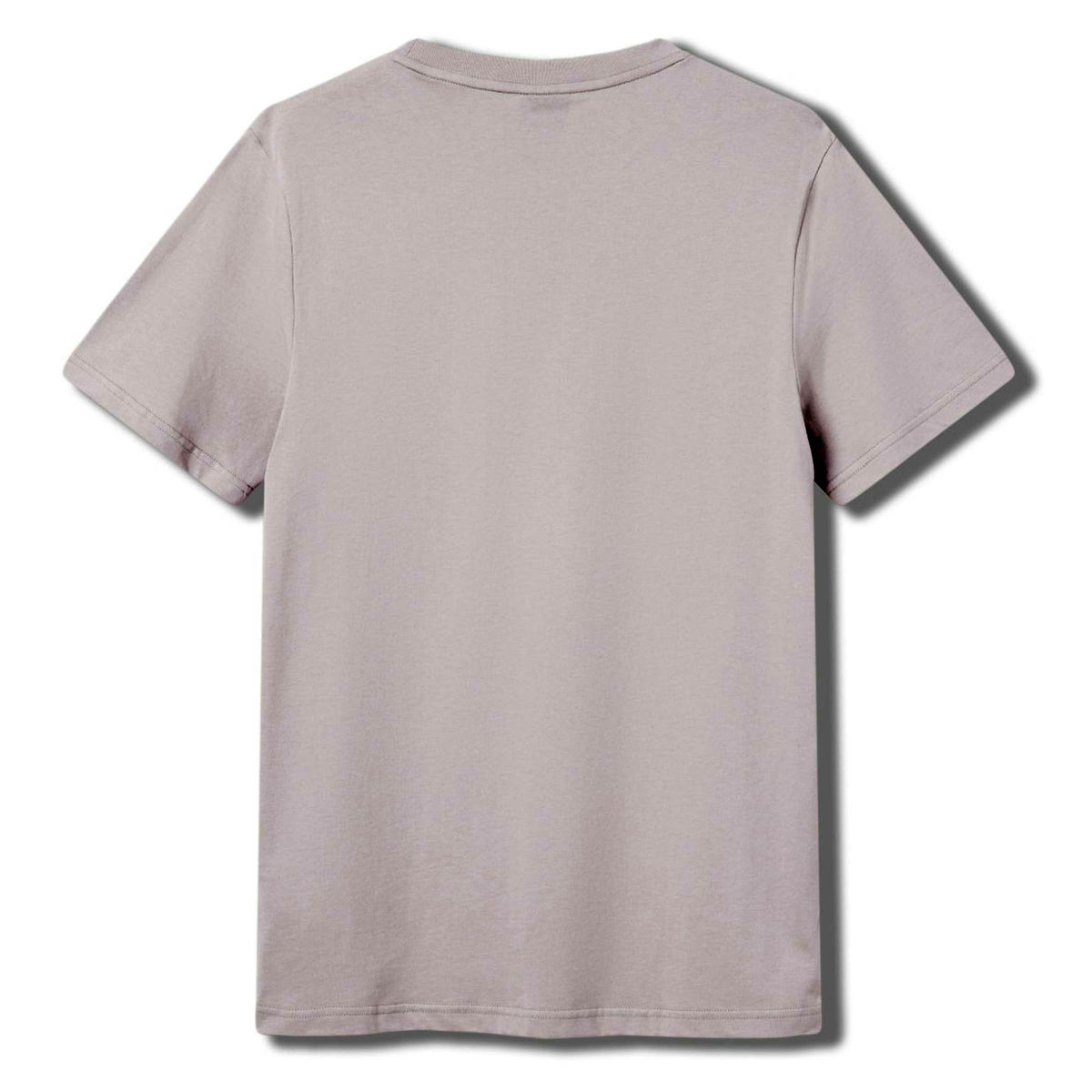 The Canterbury Fundamentals T-shirt by Canterbury is displayed from the back, lying flat on a white background with a slight shadow. This plain light gray short-sleeve tee is perfect for athletic or casual wear.