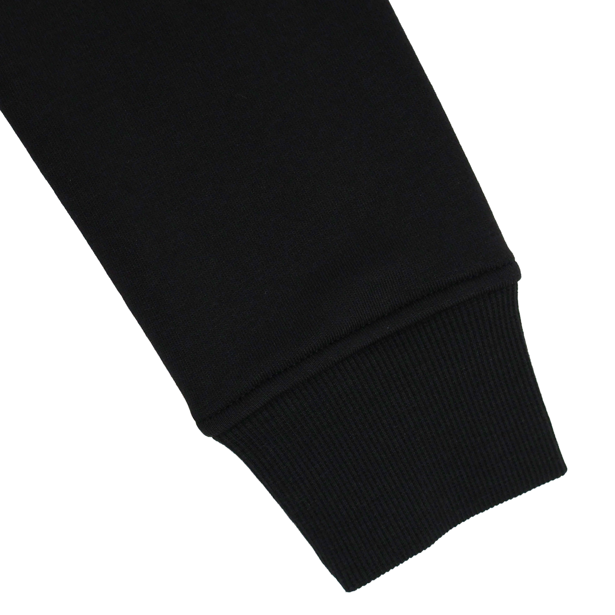 Close-up of the Canterbury Youth Uglies Logo Hoodie’s black sleeve with ribbed cuff, set against a plain white background to highlight the classic rugby-inspired style from Canterbury.