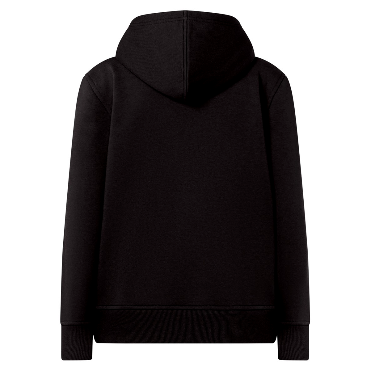 Canterbury Youth Uglies Logo Hoodie in black, displayed from the back against a white background. This classic rugby-style hoodie by Canterbury features long sleeves, ribbed cuffs, and a clean design with no visible logos or patterns.