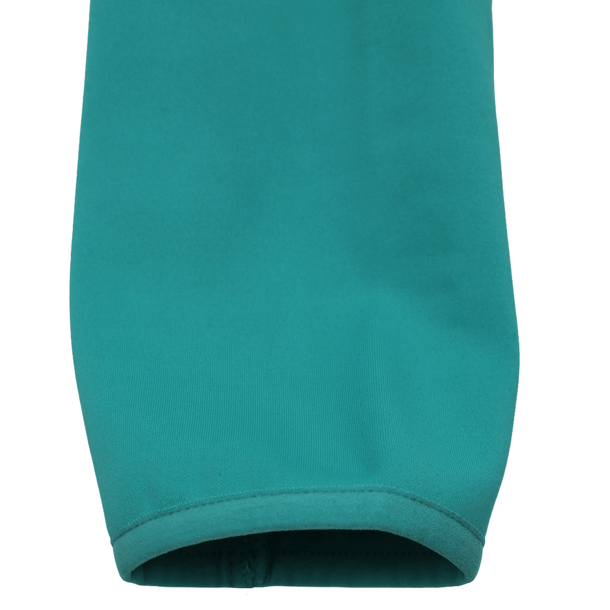 Close-up of the cuff on the Ireland 26/27 Summer Tour Training Hoodie by Canterbury, highlighting the teal sleeve and visible stitching against a white background.