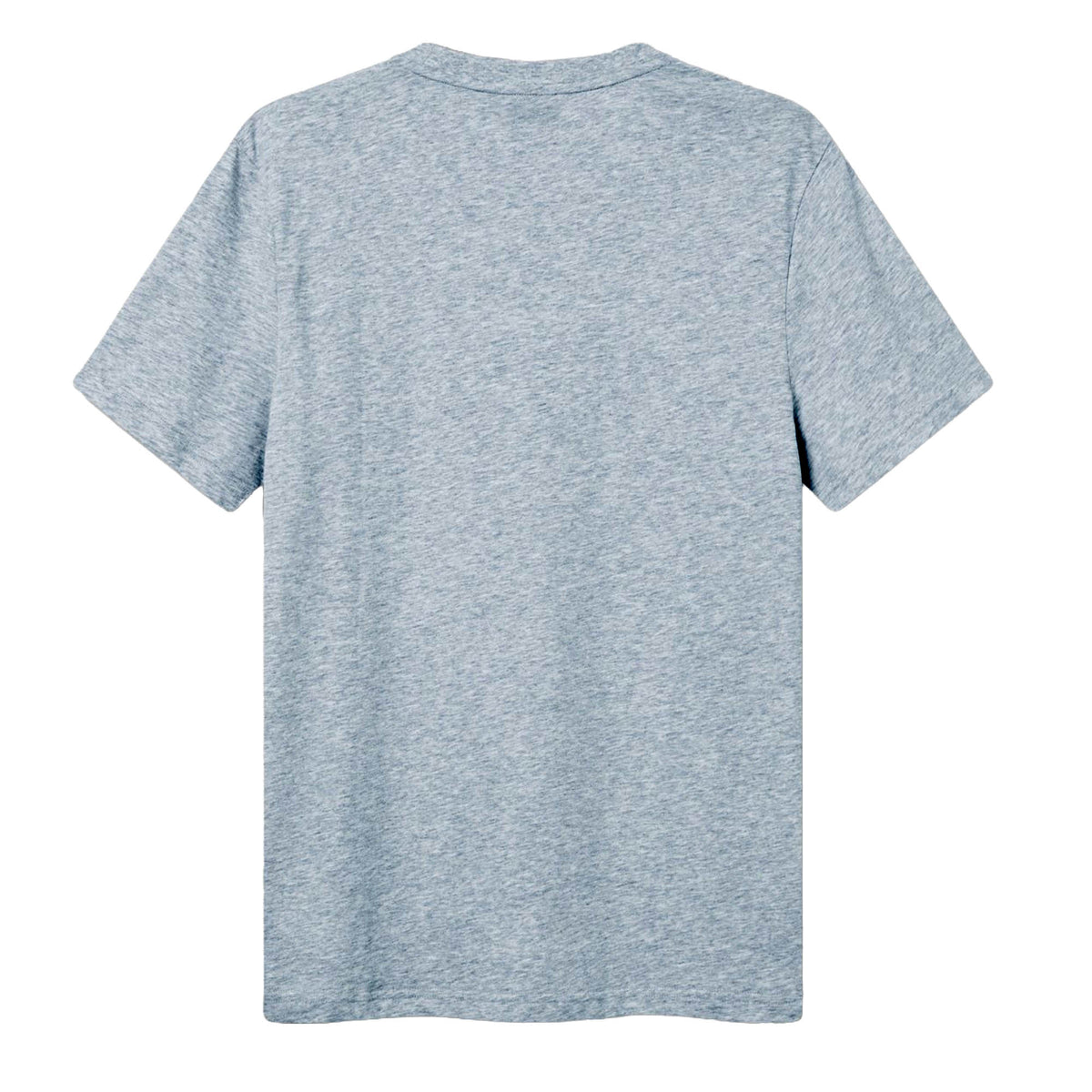 The Canterbury Rakaia 2.0 T-shirt by Canterbury, inspired by classic New Zealand rugby apparel, is displayed from the back in a plain heather gray color on a white background.