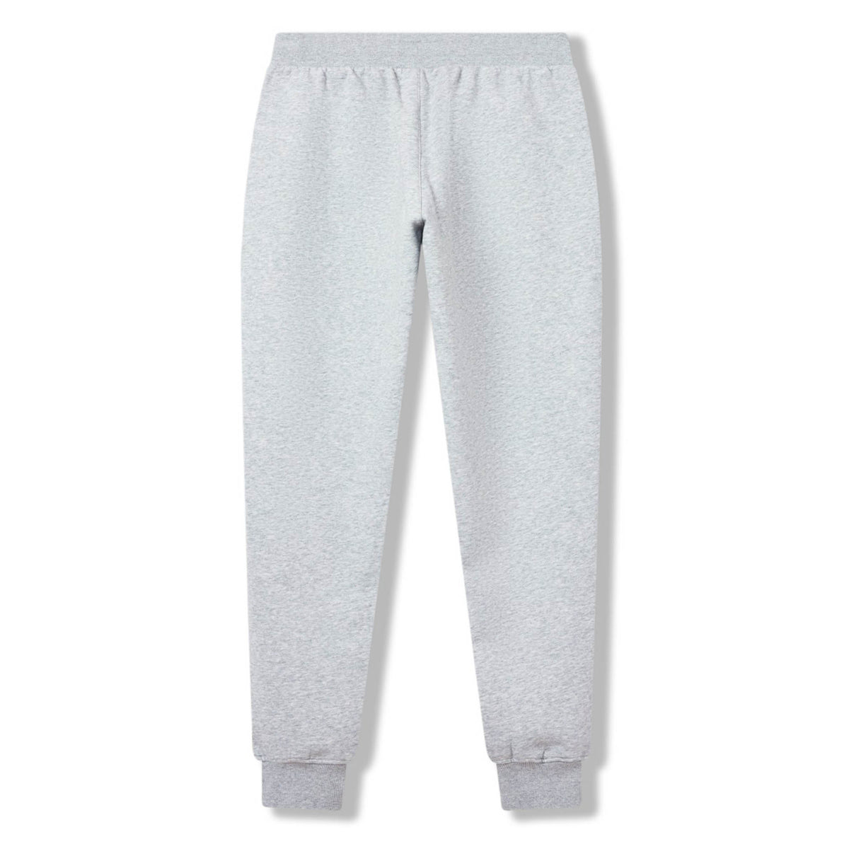 The Canterbury Rakaia 2.0 Fleece Pant by Canterbury, shown here in light gray with an elastic waistband and ankle cuffs and laid flat on a white background, offers classic comfort and style—making these men’s track pants ideal for everyday wear.