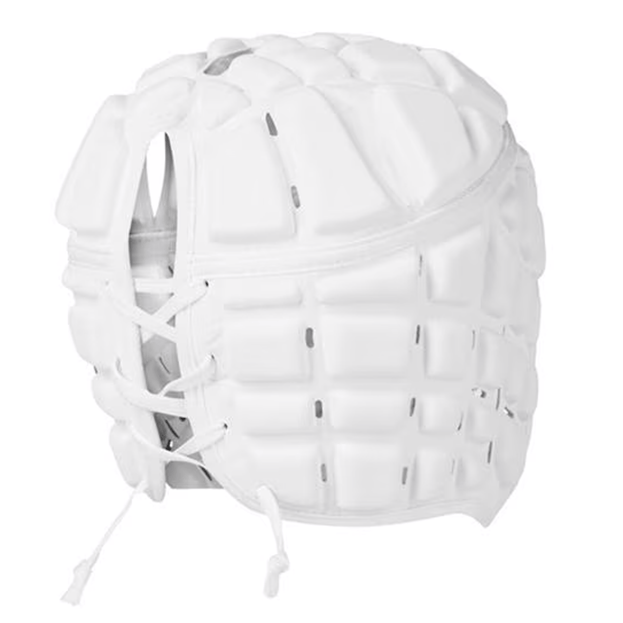 The Raze LE Headguard by Canterbury H125 showcases a lattice design with front laces and 360° padding made from shock-absorbing EVA foam for superior protection.
