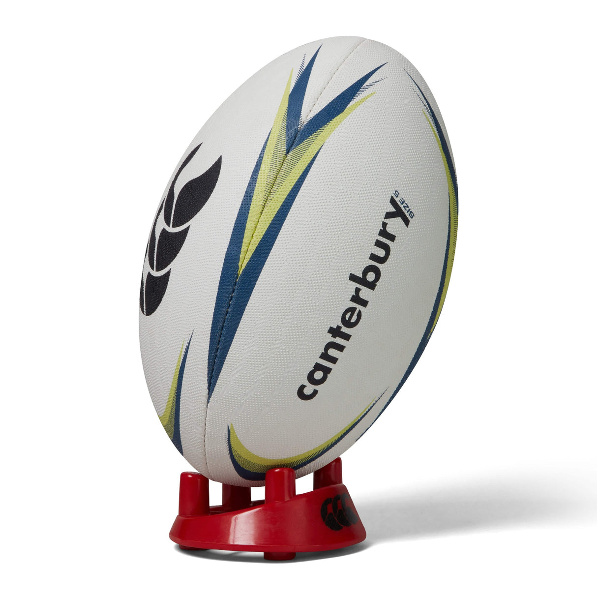 Size 5 Canterbury ball with blue and lime green color design variations plus the CCC logo