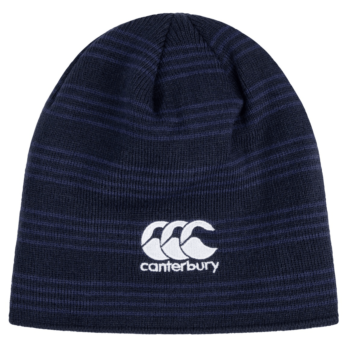 Just In: A navy blue Australia Shield Beanie featuring subtle stripes and a white Canterbury logo on the front, by EMB Canterbury.