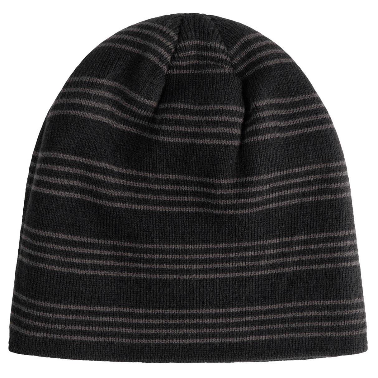A Canterbury Beanie with thin gray horizontal stripes, featuring an embroidered Canterbury logo.