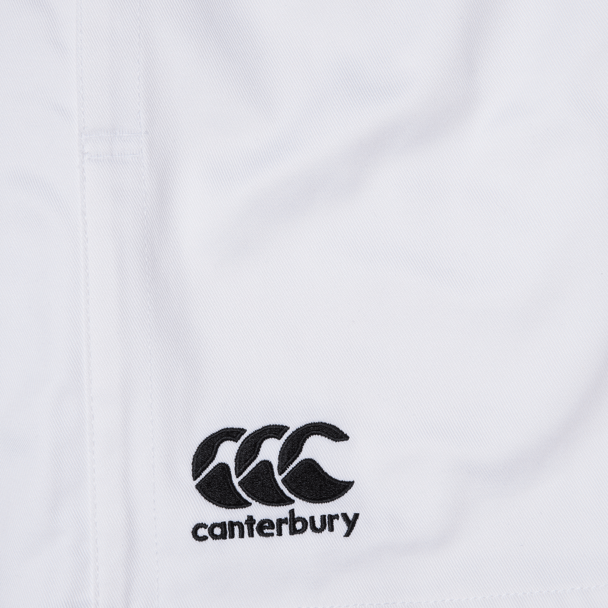 A white Canterbury Professional Cotton Short with a black and white logo.