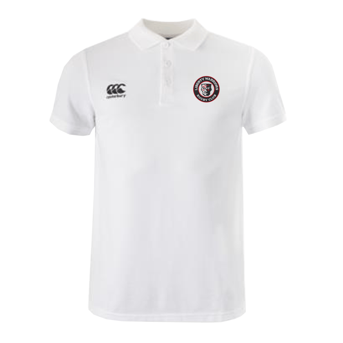 Liberty Lake Warriors Waimak Polo by Canterbury, crafted from a cotton polyester blend, features the iconic EMB Canterbury logo on the left chest with additional branding on the right.
