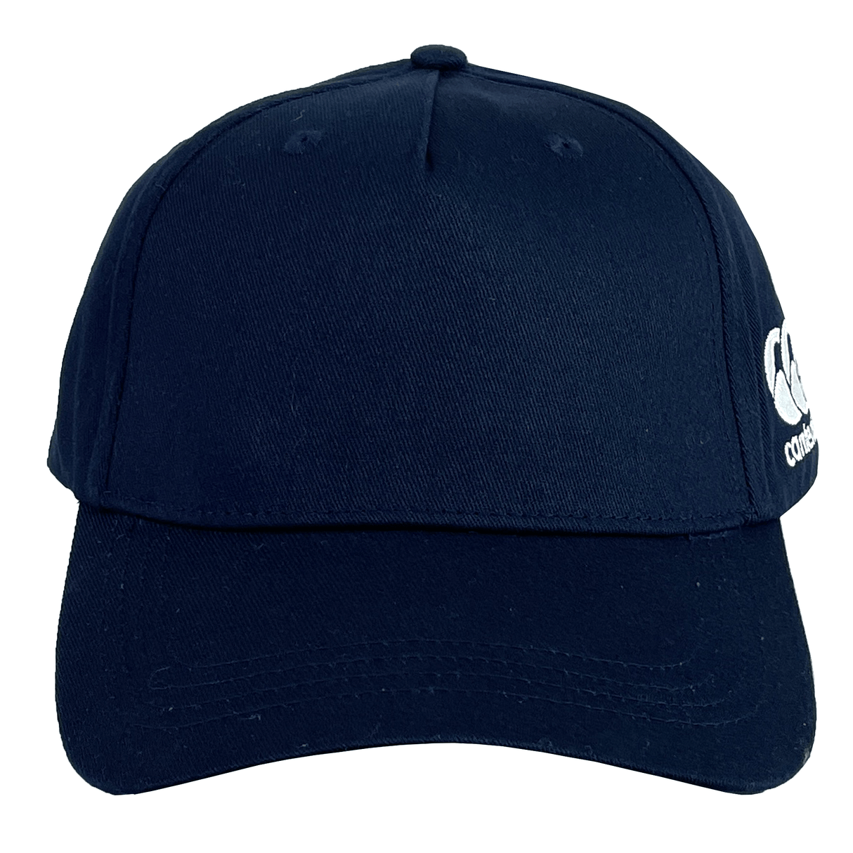 A navy blue Canterbury Flexfit Drill Cap with a curved brim and sleek white CCC logo embroidery on the side.