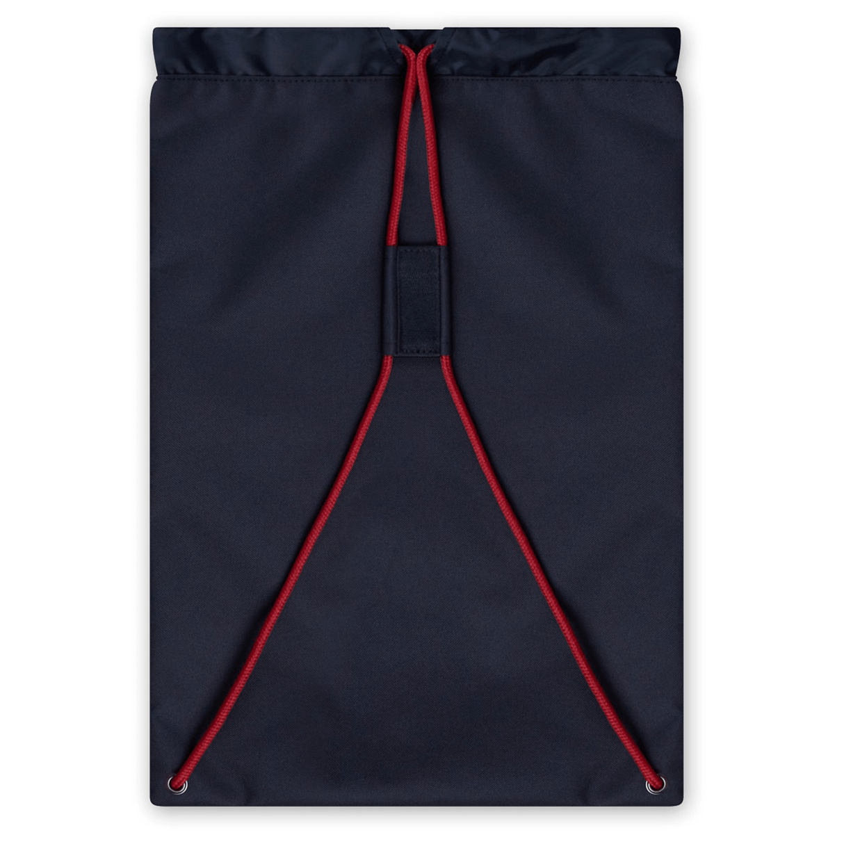 A navy blue British & Irish Lions 2025 Gym Sack by Canterbury, with red cords and a rectangular handle at the top.