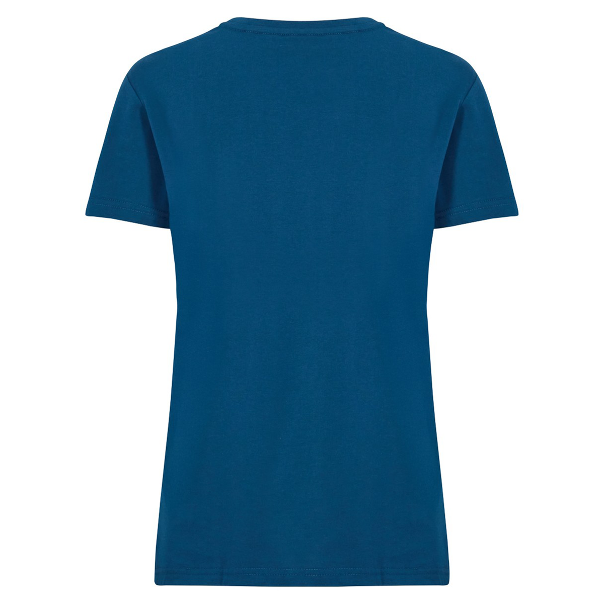 Back view of the Women's Uglies Logo T-Shirt by Canterbury, a plain blue short-sleeved rugby shirt—ideal for fans of women's rugby apparel.