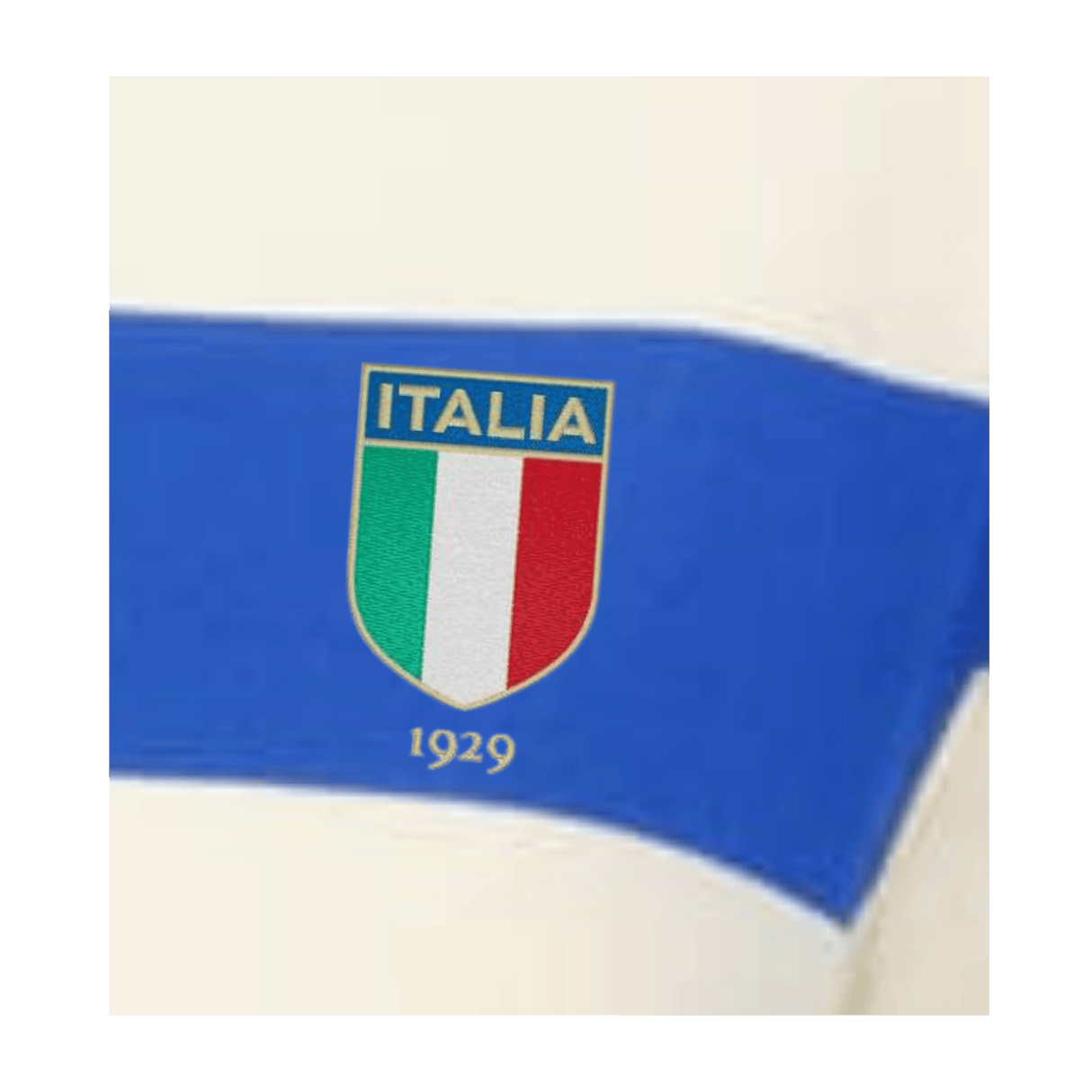 The EMB Augusta Women's Vintage Italy Prep Street Rugby Crop features a shield-shaped Italia crest with the Italian flag colors and "1929" in gold, set on white with a blue stripe—a stylish nod to classic rugby style.