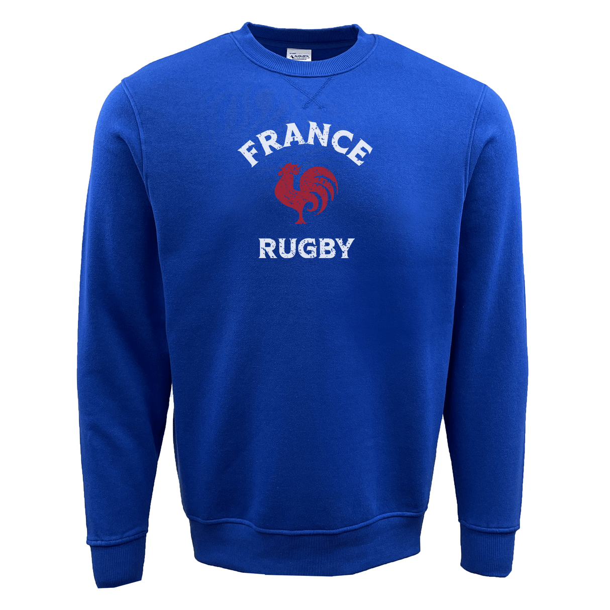 A Nations of Rugby France Rugby Fleece Crewneck Sweatshirt with the brand name WRS Augusta, perfect for rugby enthusiasts.