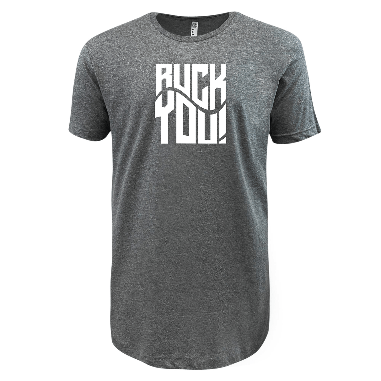 A grey Ruck You! Supersoft Tee - 99 Collection from WRS LAT with the words "RUCK YOU!" printed in white, stylized, uppercase letters.