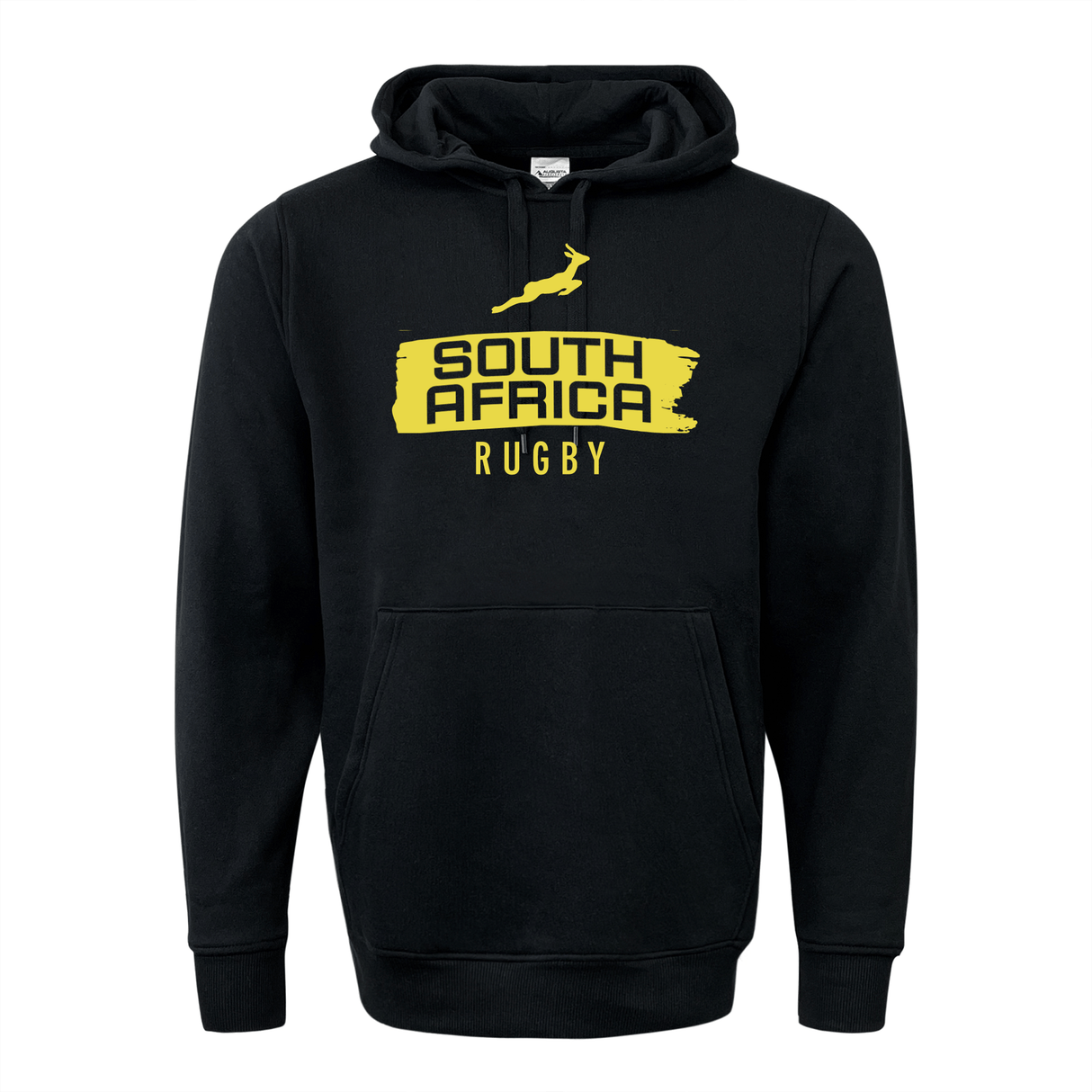 Black Nations of Rugby South Africa Brush Stroke 60/40 Hoodie 24 with a heat-pressed WRS Augusta logo on the front.