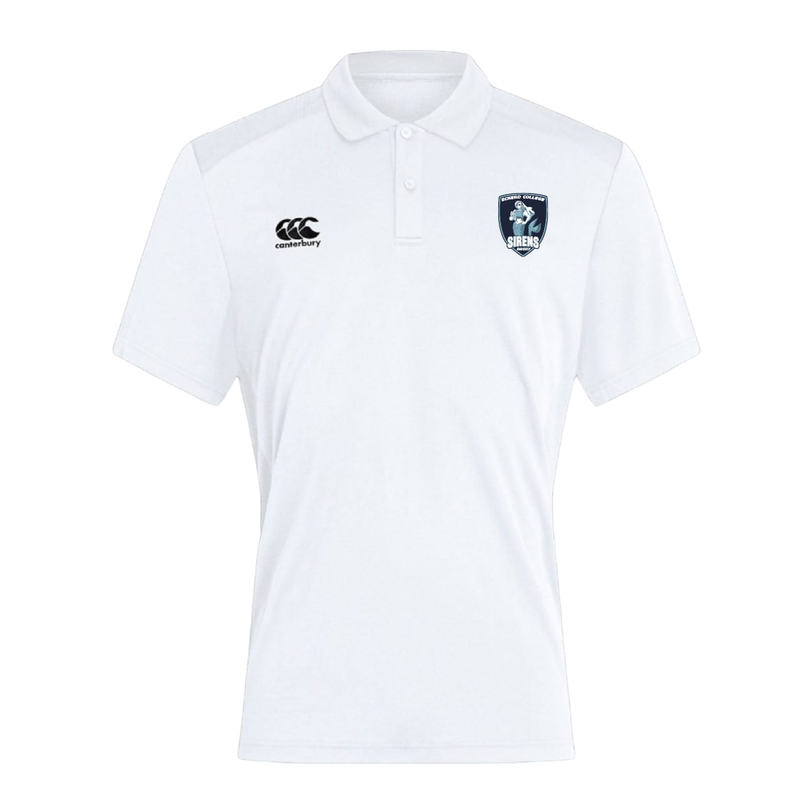 The EMB Canterbury Eckerd College Club Dry Polo features a collar, short sleeves, two chest logos, and Vapodri Technology for breathability and comfort.