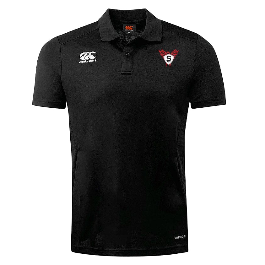 The Superior Rugby Club Dry Polo by EMB Canterbury features Vapodri Technology for breathability, the Canterbury logo on the right chest, and a red-bordered "S" emblem on the left.