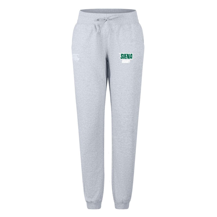 The Siena College Women's Leisure Sweatpant by EMB Canterbury features "SIENA" and a small emblem on one leg, made of organic cotton with an elastic waistband and drawstring for a perfect fit.
