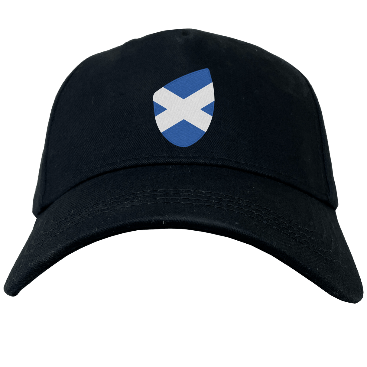 Just in: EMB Canterbury's Scotland Shield Flex Drill Cap in black featuring a shield with the iconic blue and white saltire emblem.