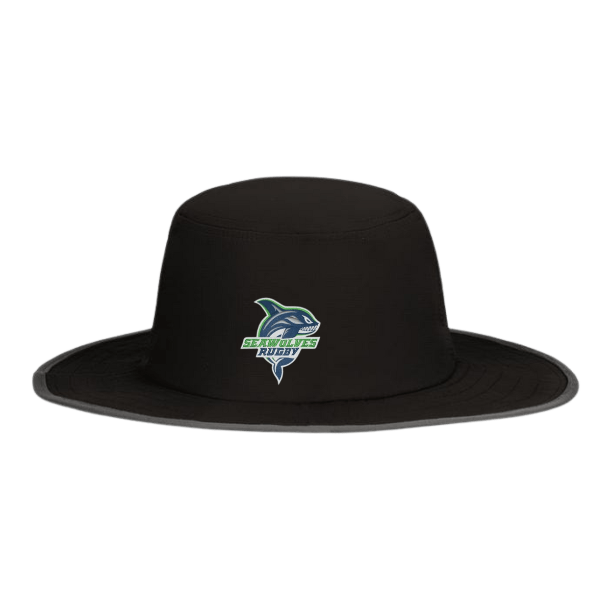 Black perforated Seattle Seawolves Boonie Hat with an EMB Augusta logo on the front.