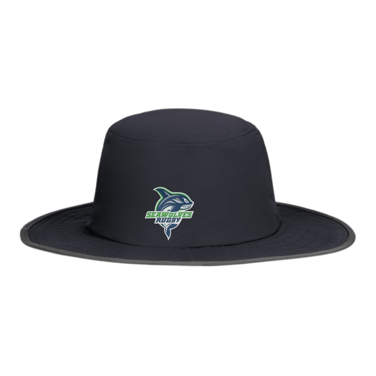 A black EMB Augusta Seattle Seawolves Boonie Hat with the team logo on the front.